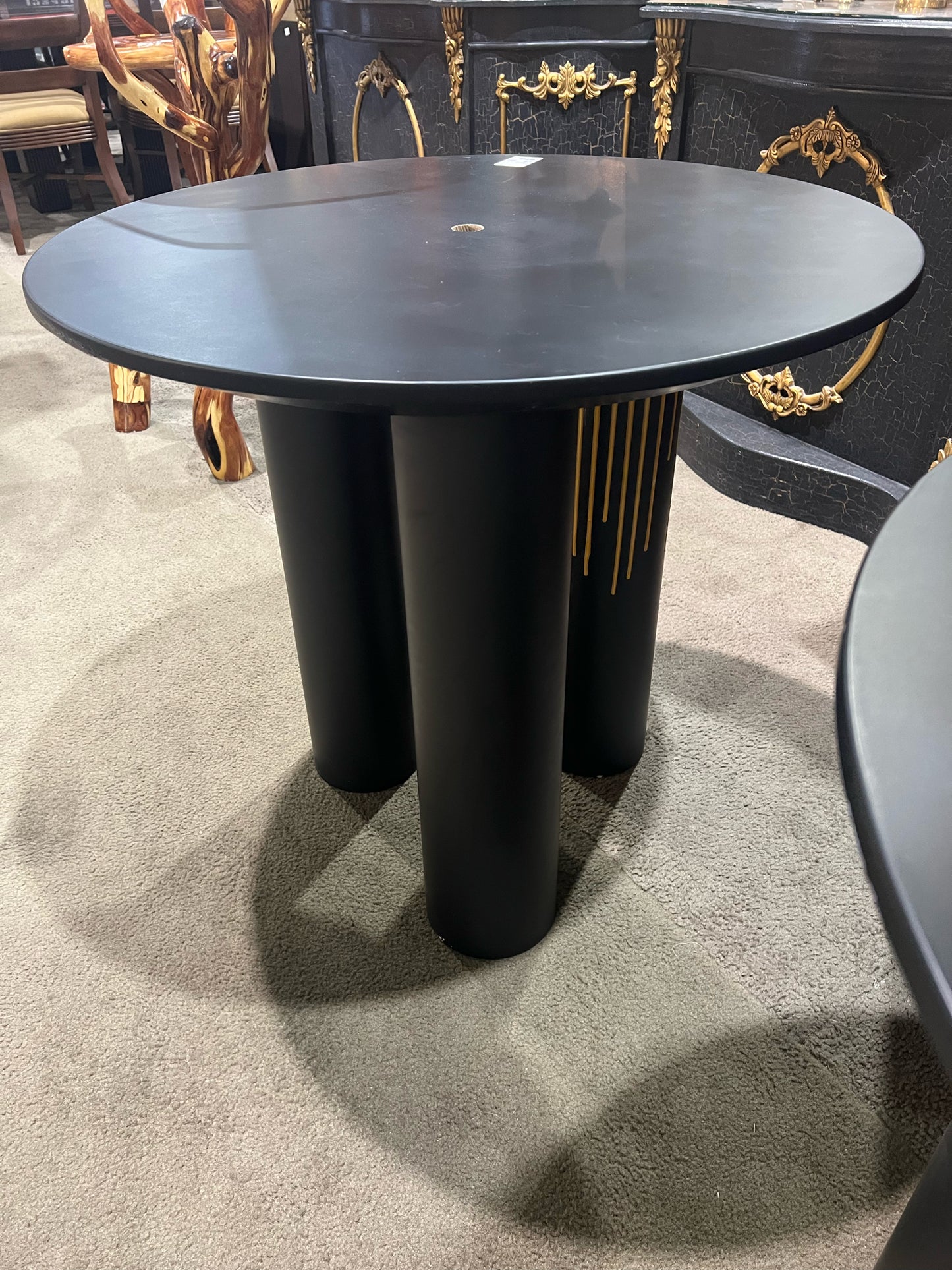 Black & Gold Wood Candle Style End Table