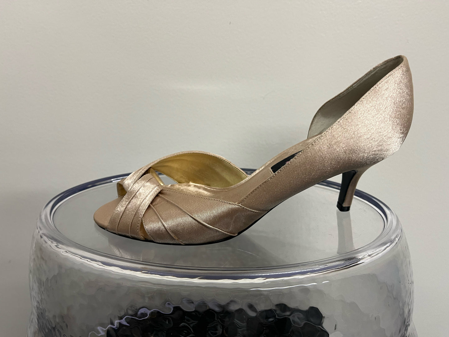 Nina Gold Satin Kitten Heels