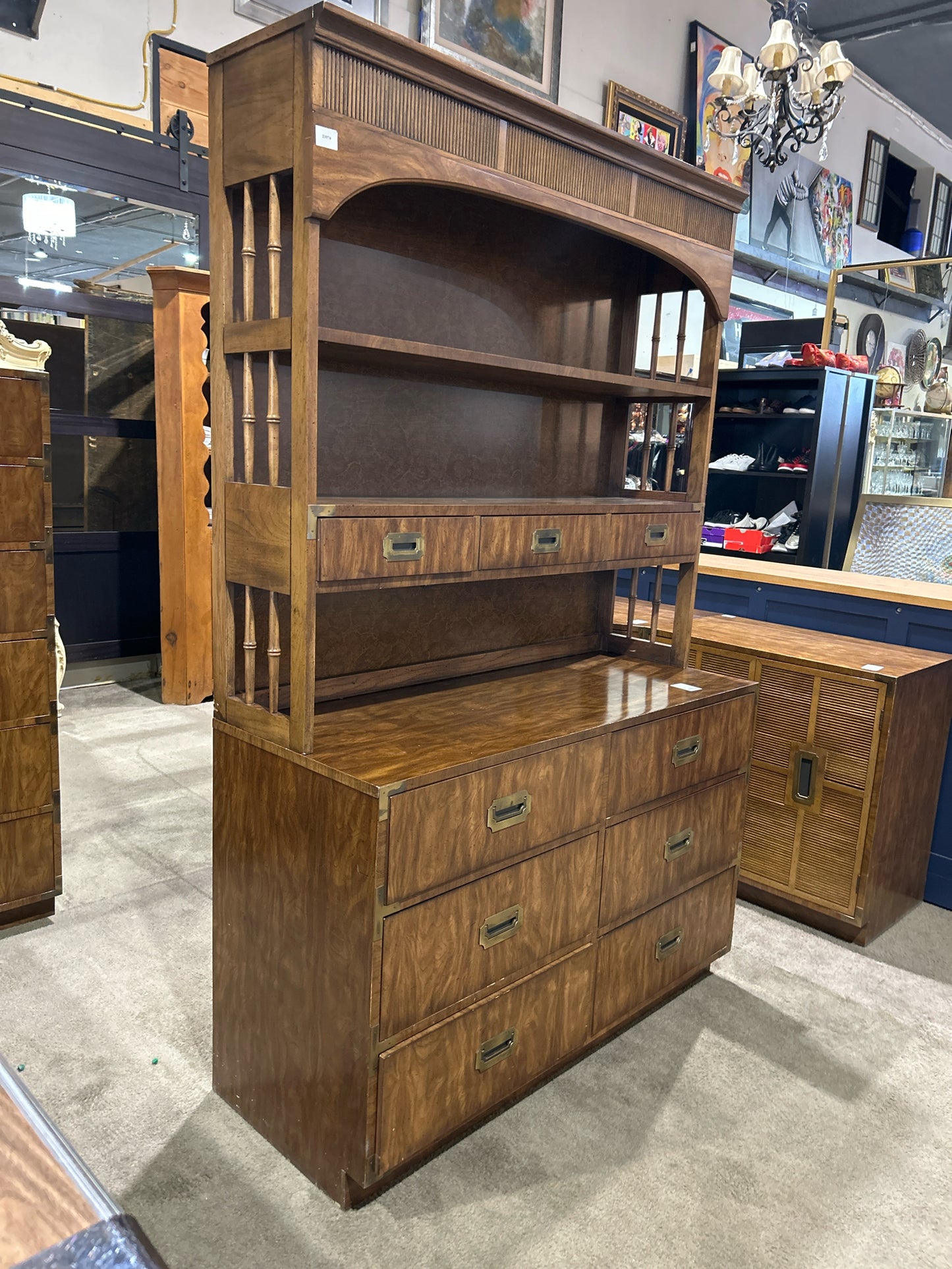 Dixie Furniture Wood  "Campaigner" Hutch Top Dresser