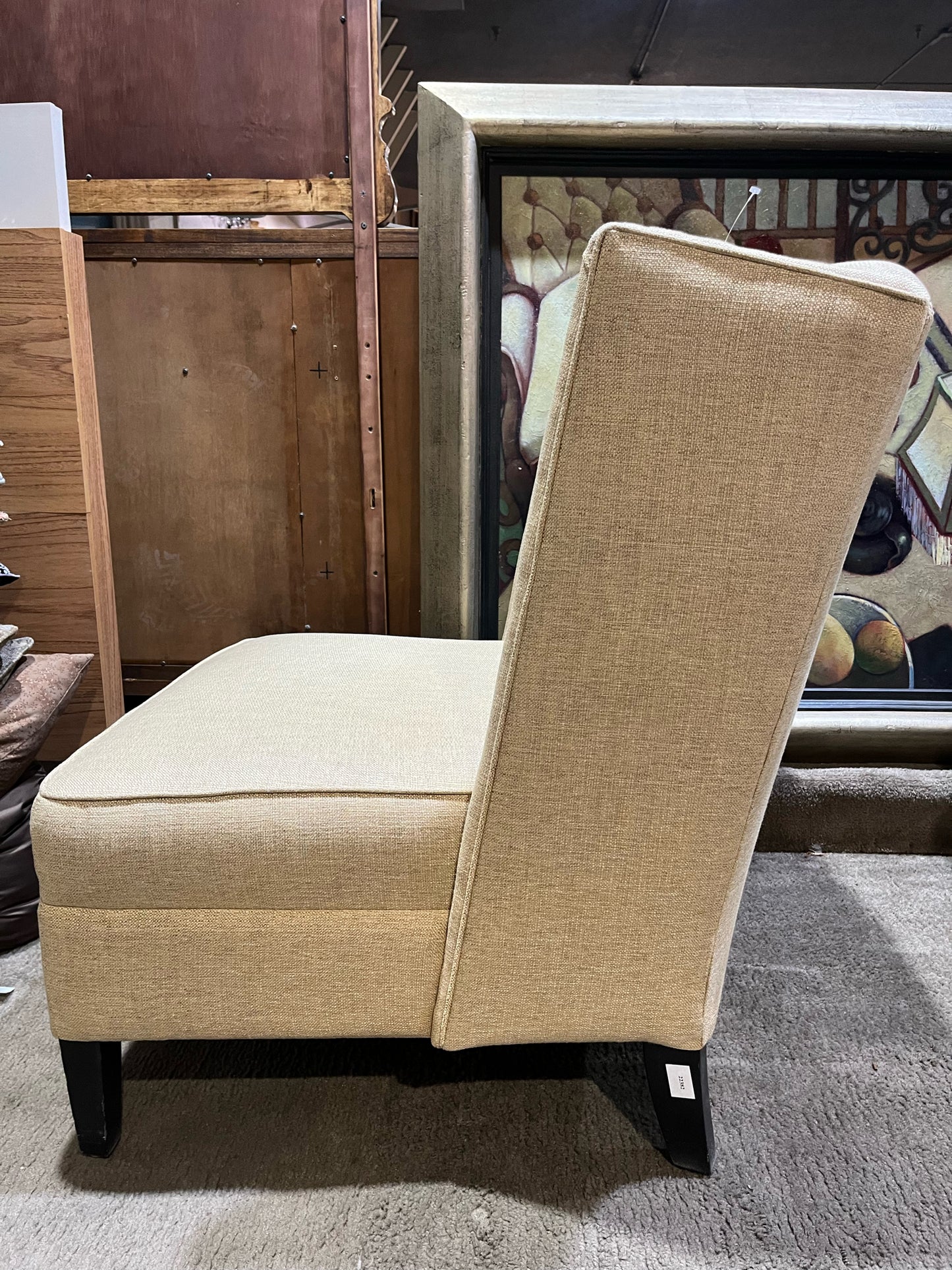 Tan Linen Slipper Chair