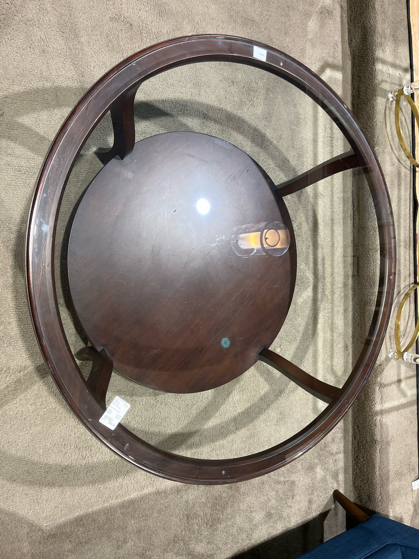 Ethan Allen Round Glass Top Coffee Table