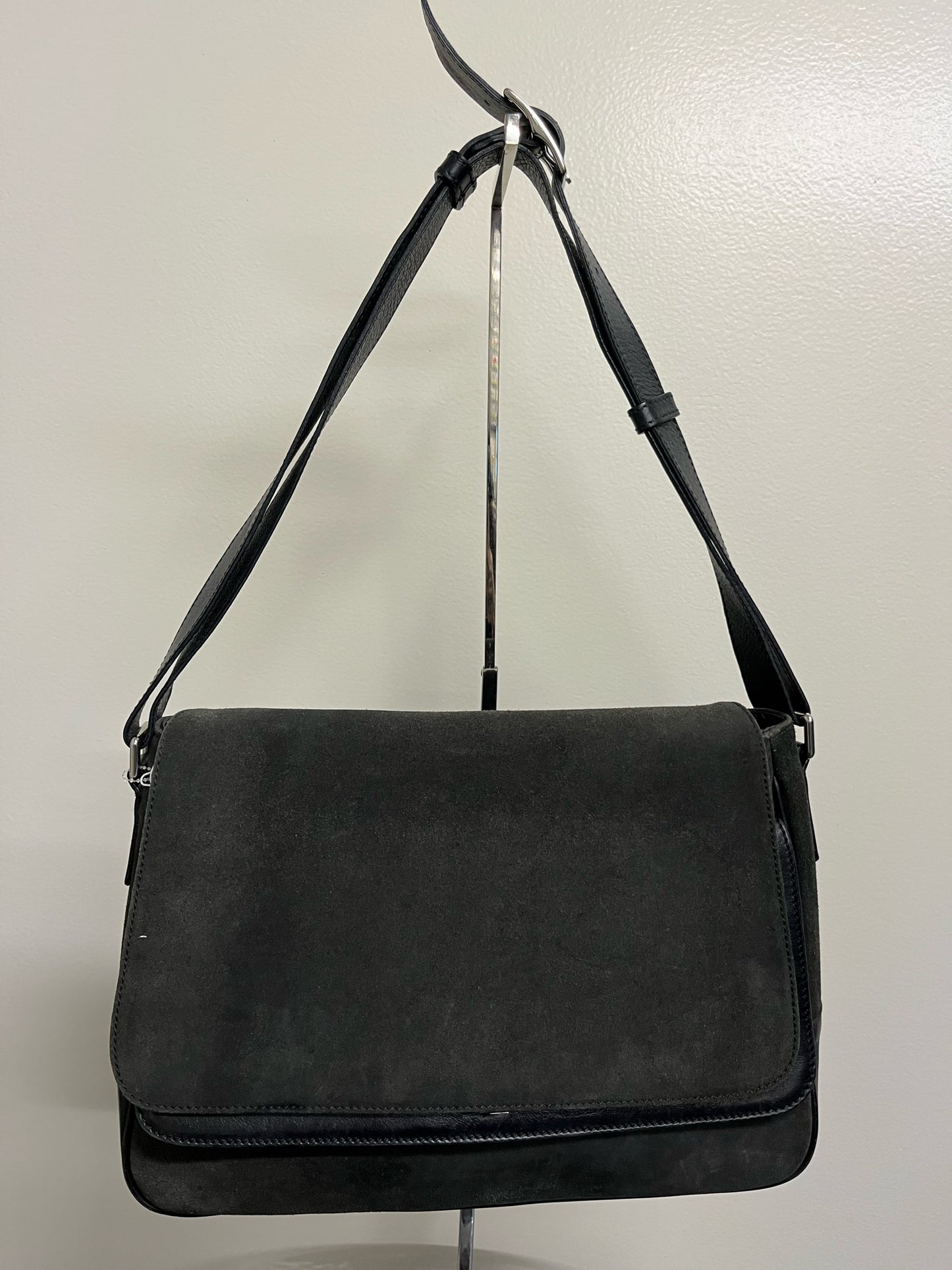 Shinola Detroit Gray Suede Shoulder Bag