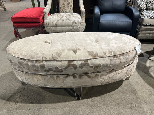 Floral Sage Oval Ottoman