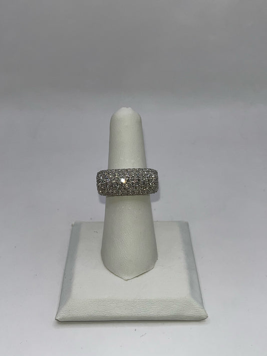 14K White Gold Pave Diamond Ring