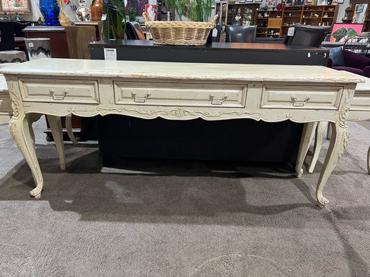 Cream Rustic 3 Drawer Wood Entry Table