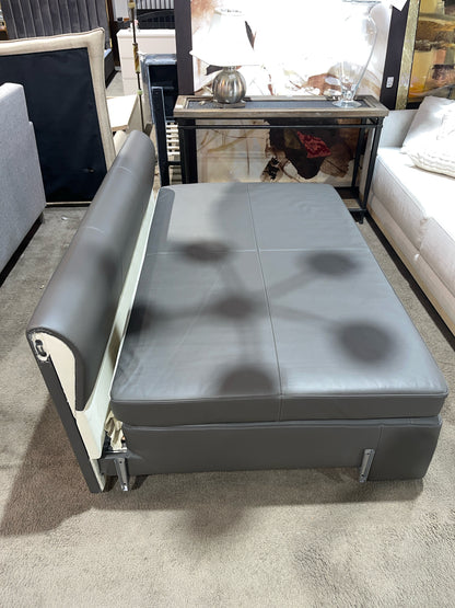 Poltrona Frau Dark Gray Leather Modern Sleeper Sofa