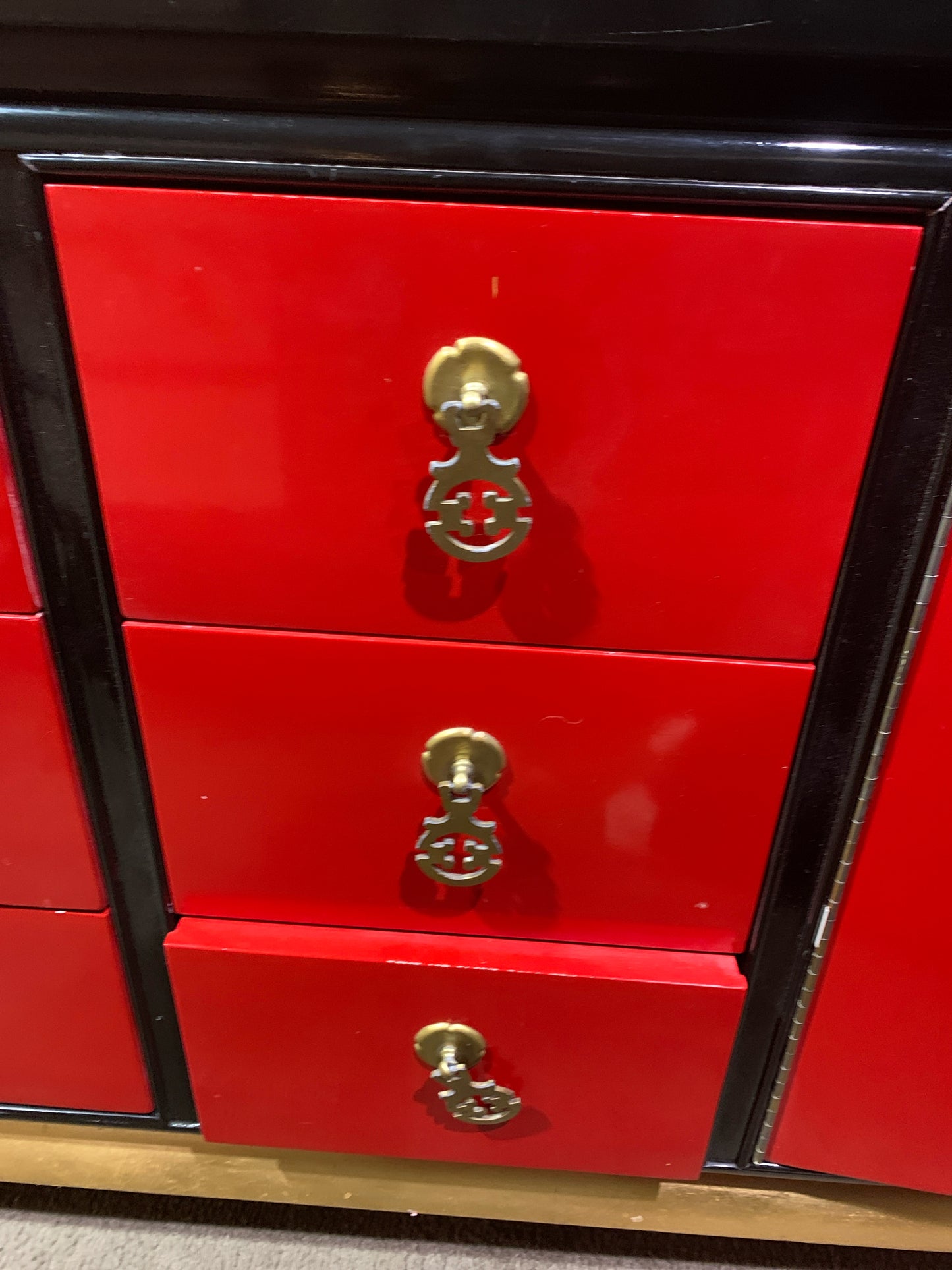 Kent Coffey Red & Black Asian Credenza
