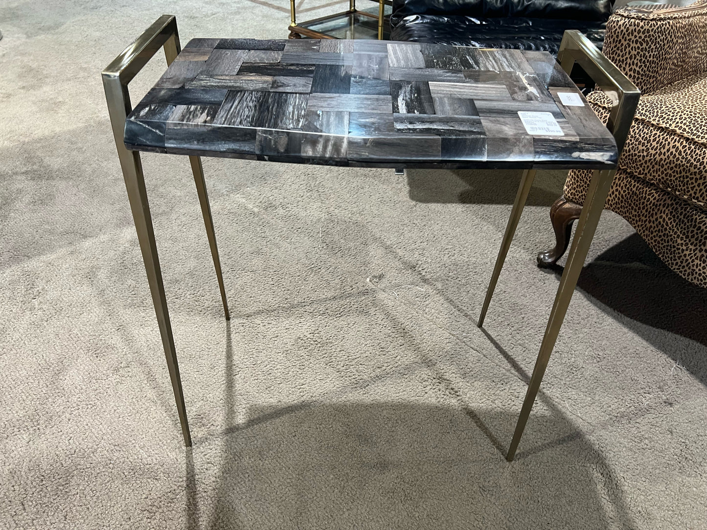 Interlude Home Black Marble Top Table