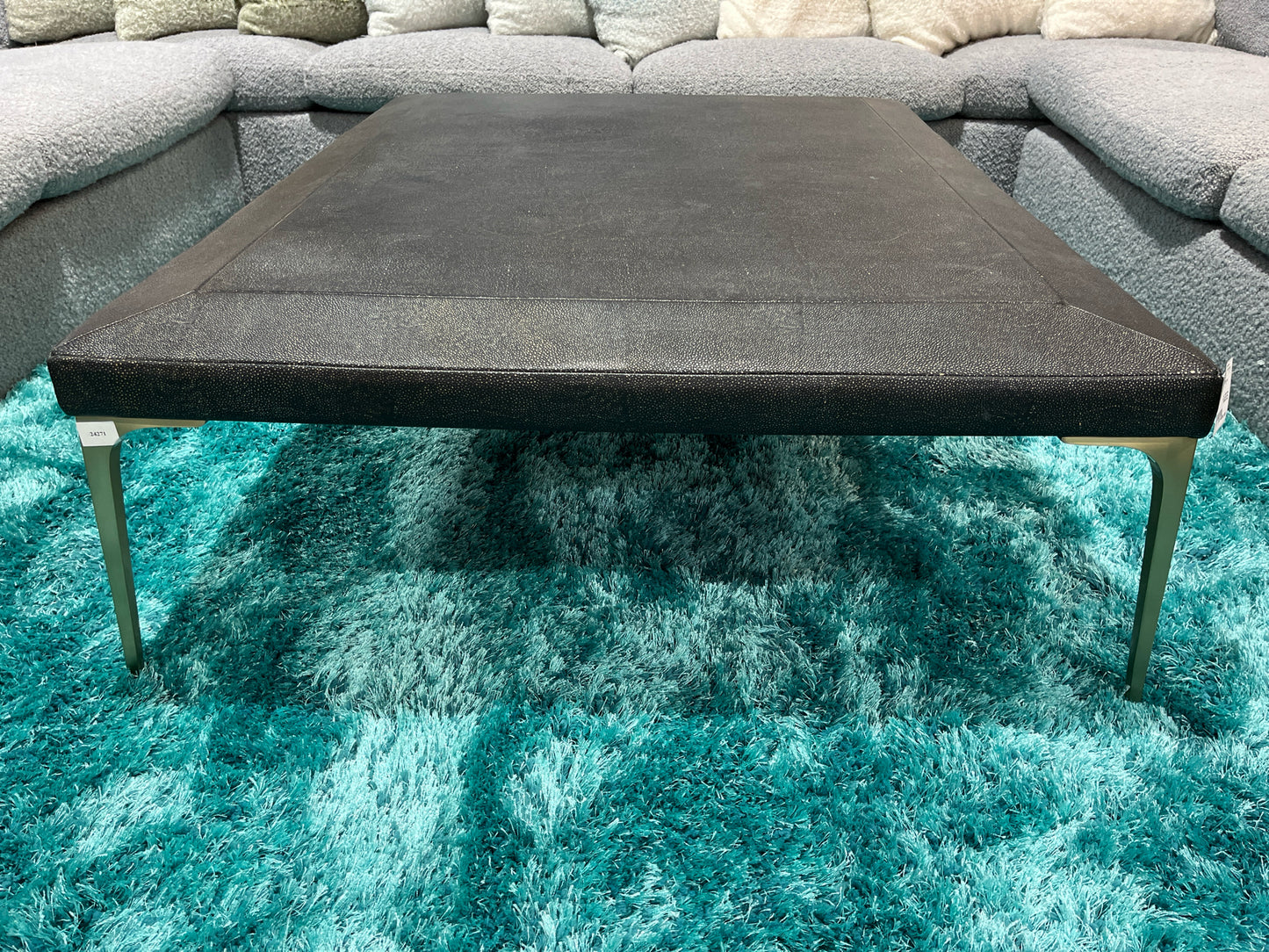 Black Shagreen Leather Coffee Table