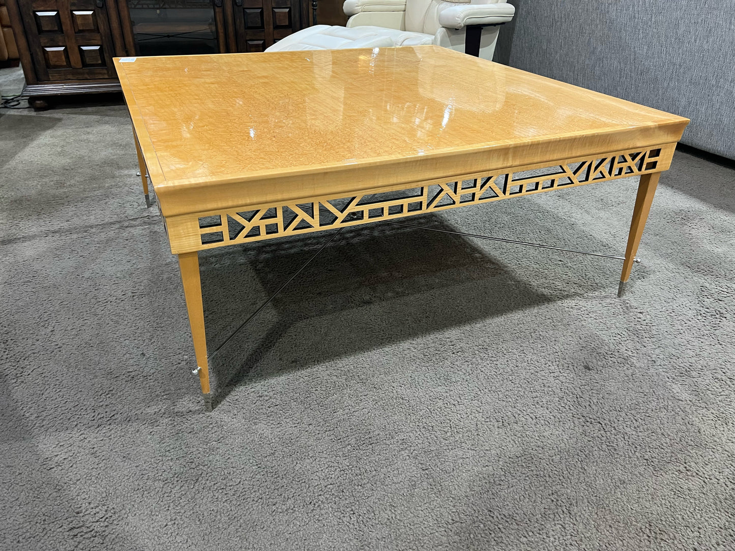 1980's Neidermeir Birdseye Maple "Fret" Coffee Table