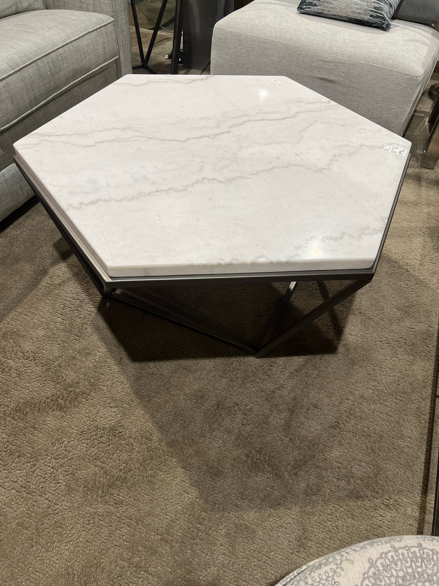 Steve SIlver Marble Top Metal Frame Coffee Table