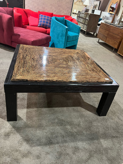 Medium Faux Bamboo Resin Top Wood Coffee Table
