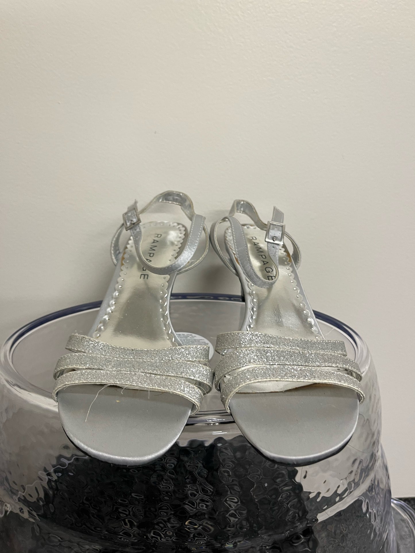 Rampage Silver Kitten Heel Sandals