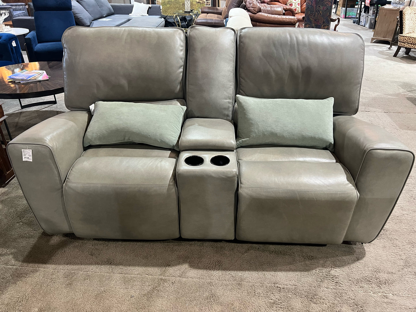 Superb Creations Sage Leather Electric Reclining Sofa