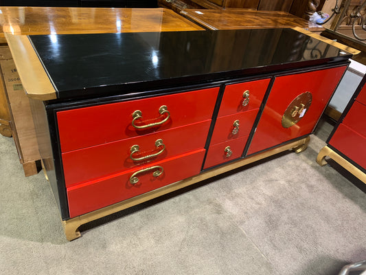 Kent Coffey Red & Black Asian Credenza