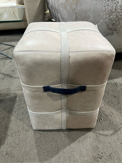 Global Views Brown Leather Ottoman