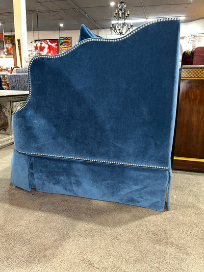 Emerson Bentley Blue Velvet Sofa & 2 Pillows