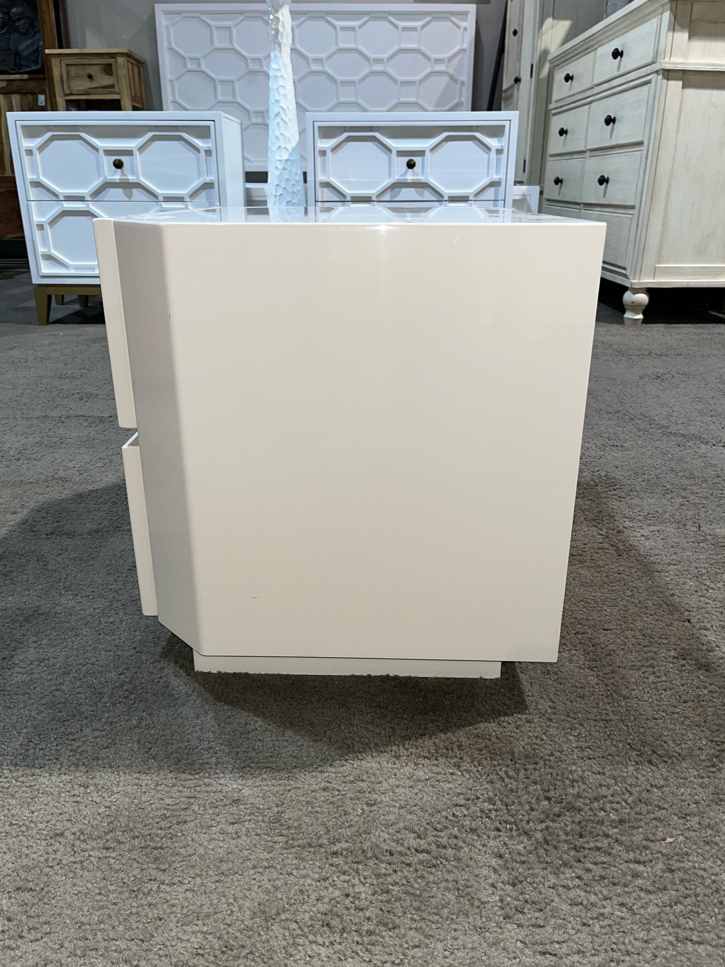 Vanilla Two Drawer Lacquered Nightstand