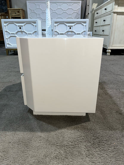Vanilla Two Drawer Lacquered Nightstand