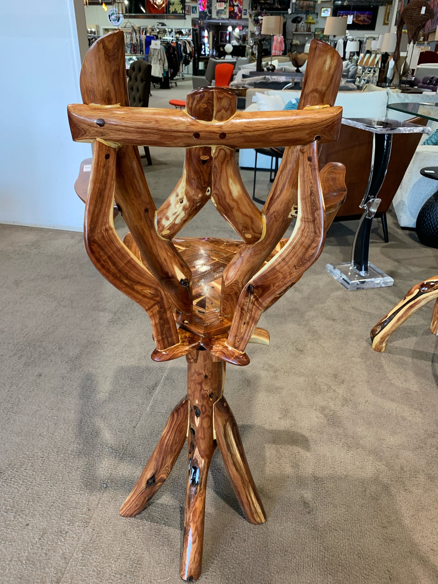 Handcrafted Live Tree Bar Stool