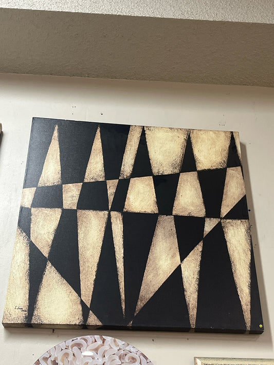 Abstract Black & Cream Salvador Luca Canvas