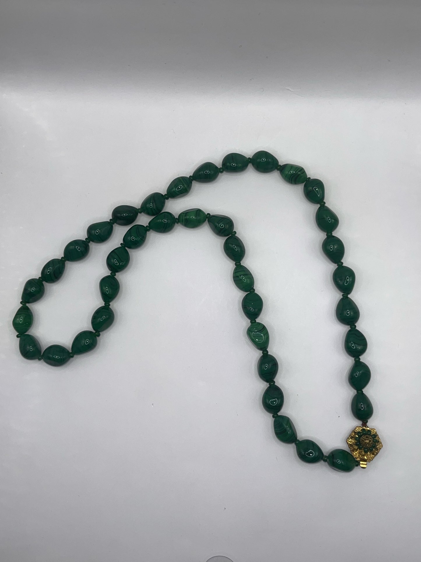 Miriam Haskell Malacite Bead Necklace