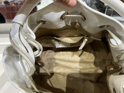 Prada White Perforated Leather Bucket Bag