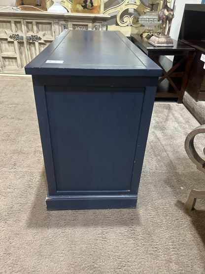 Blue &amp; Brown Industrial Credenza W/Glass Doors