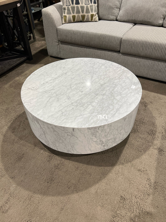 Restoration Hardware Round White Marble Coffee Table