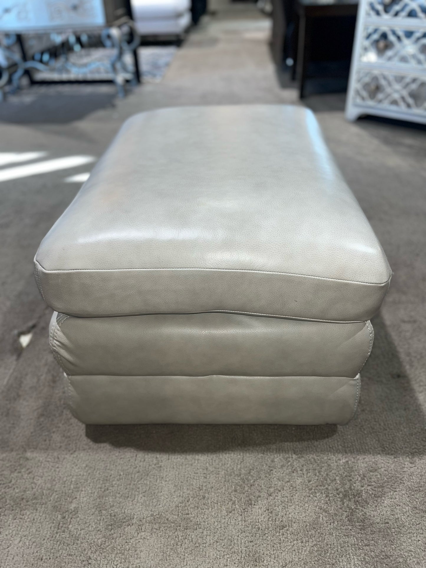 Pebble Leather Ottoman