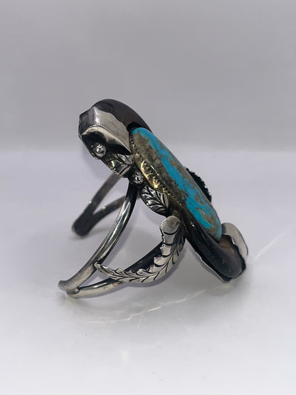 Native Style 925 Sterling Silver Bear Claw & Turquoise Bracelet