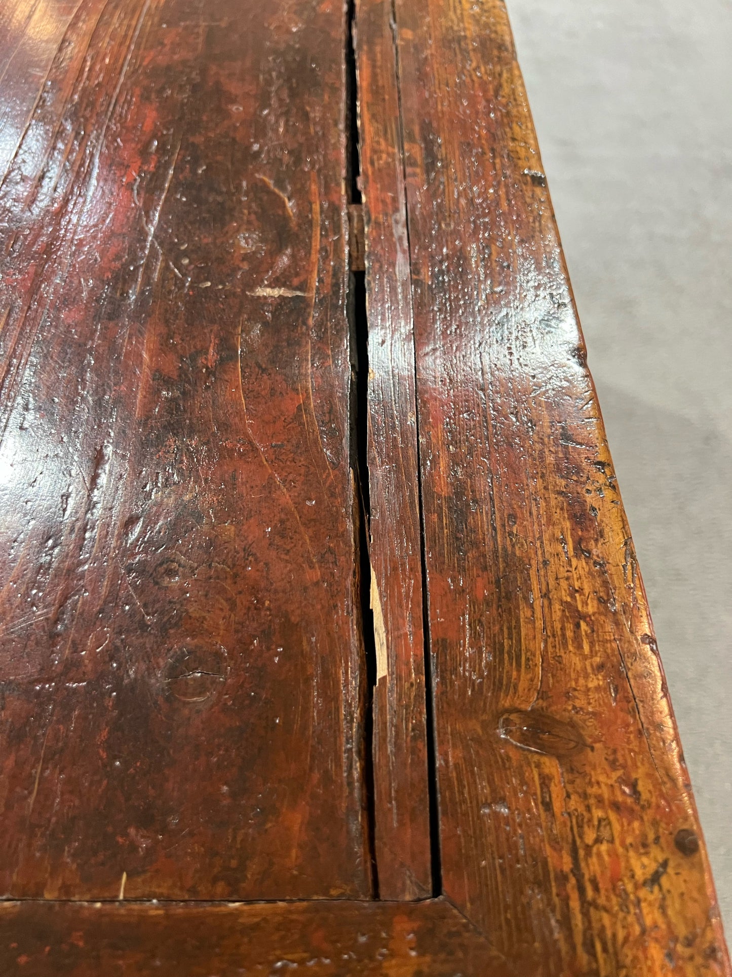 Rustic Red 3 Drawer Wood Console Table