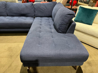 Living Spaces Blue Denim Fabric Sectional