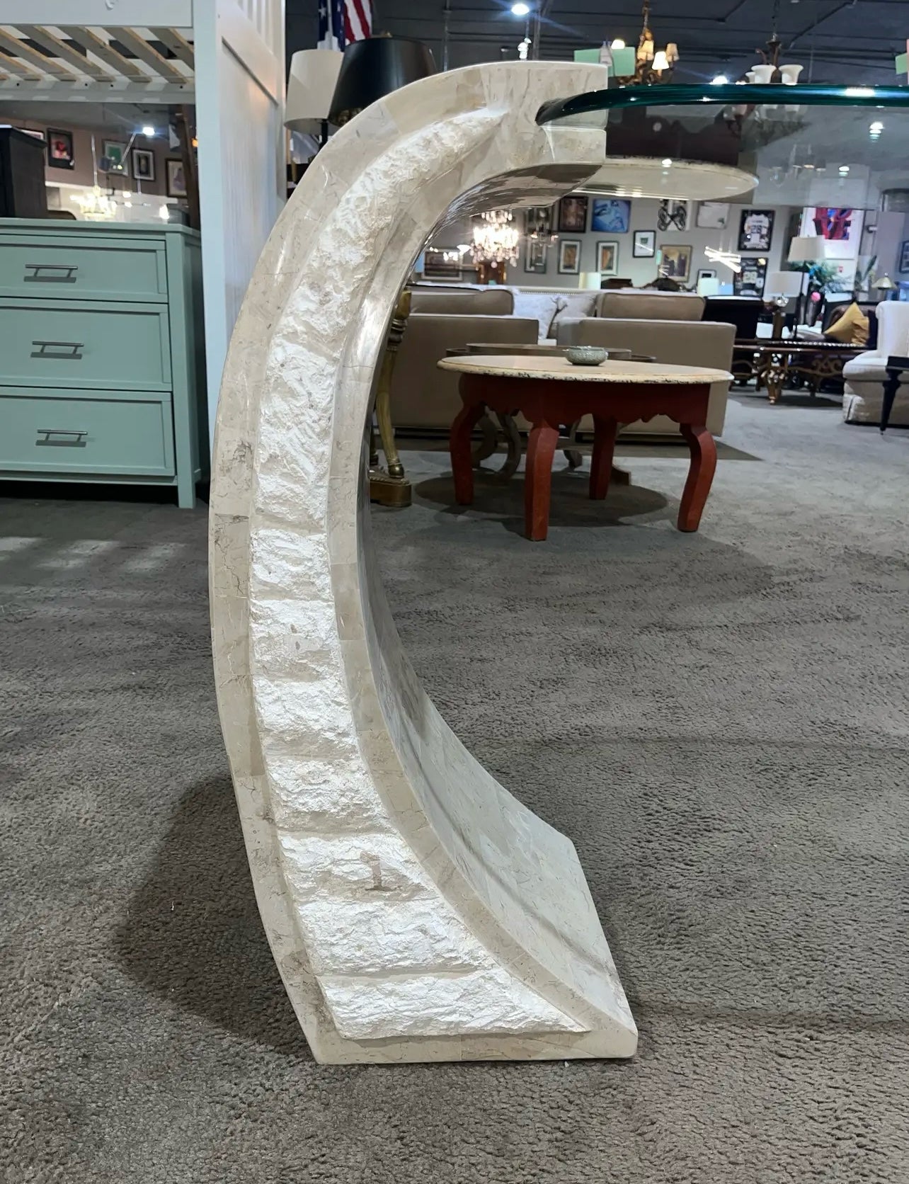 1990's Magnussen Tessellated Stone Console Table