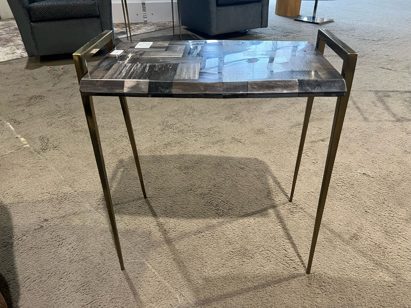 Interlude Home Black Marble Top Table