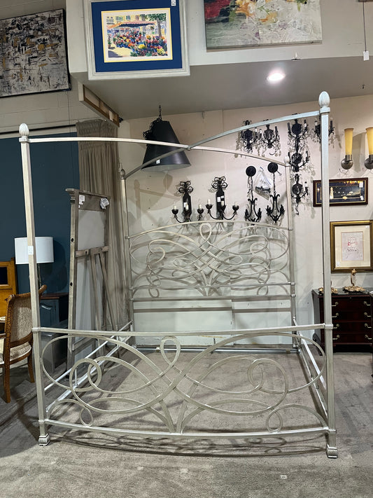Bernhardt  King Size Silver Metal Canopy Bed
