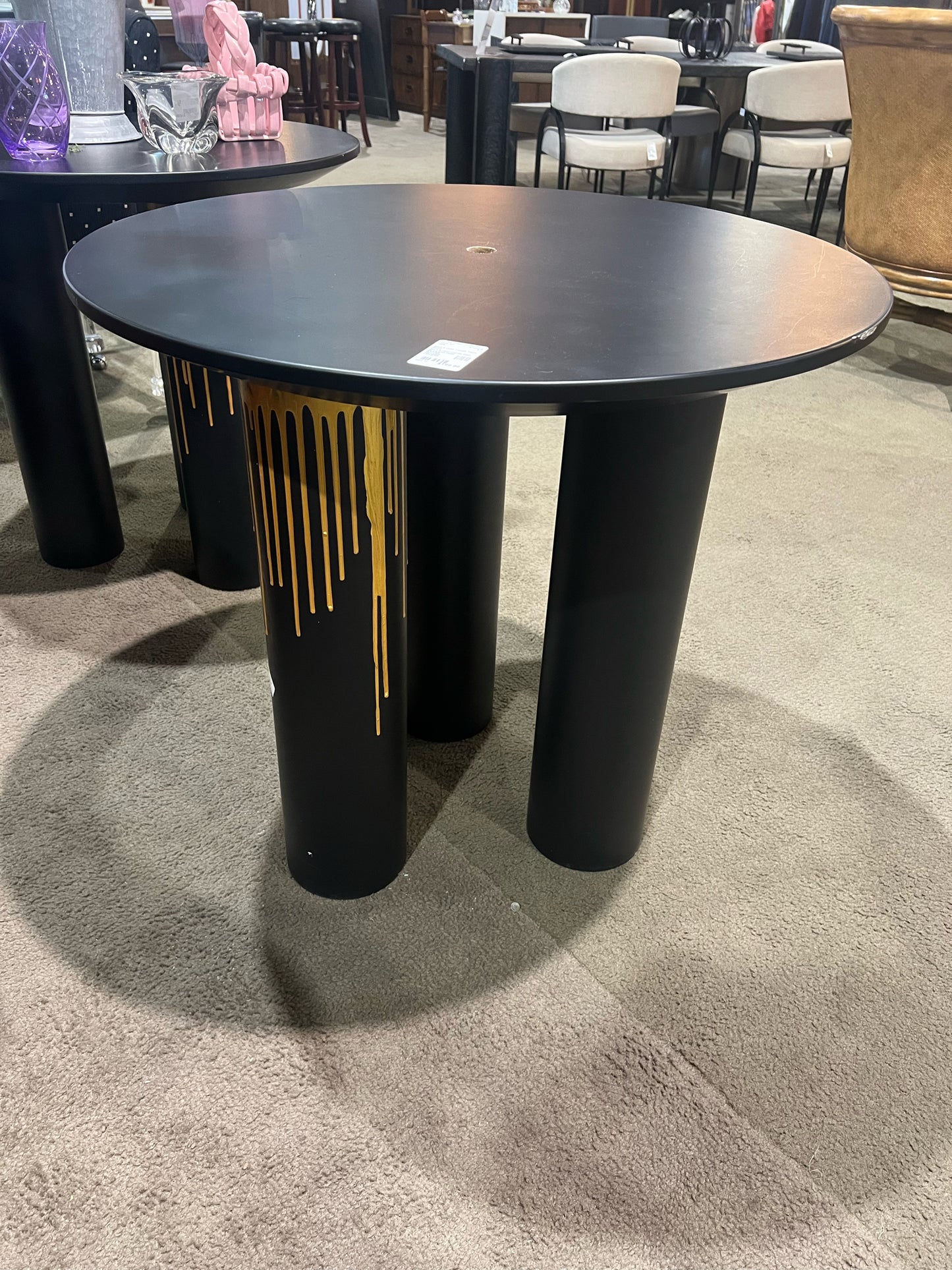 Black & Gold Wood Candle Style End Table