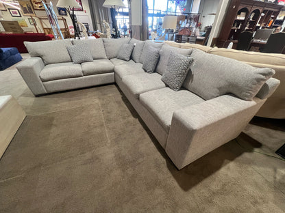 Ambiance Home Custom Tan/Gray Fabric Sectional w/ Pillows