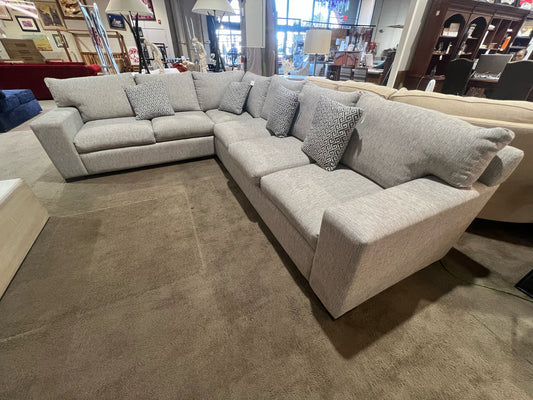 Ambiance Home Custom Tan/Gray Fabric Sectional w/ Pillows