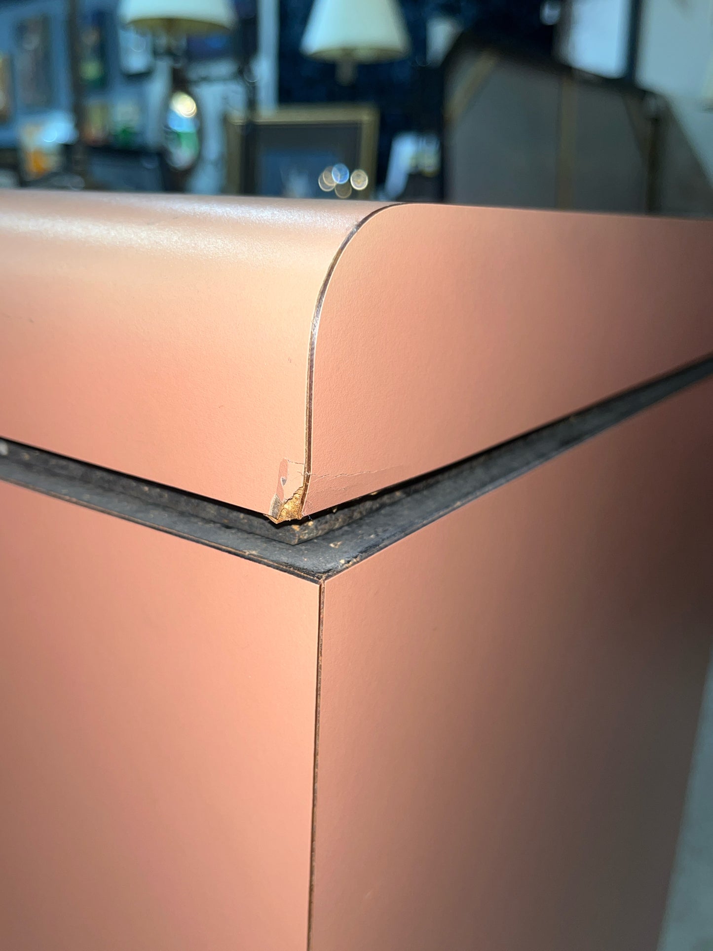Mauve Veneered Wood Pedestal
