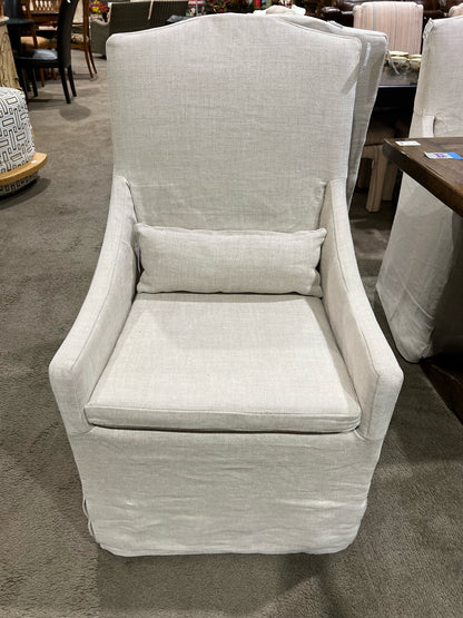 Restoration Hardware Tan Fabric "Belgian Slope" Slip Cover Chair