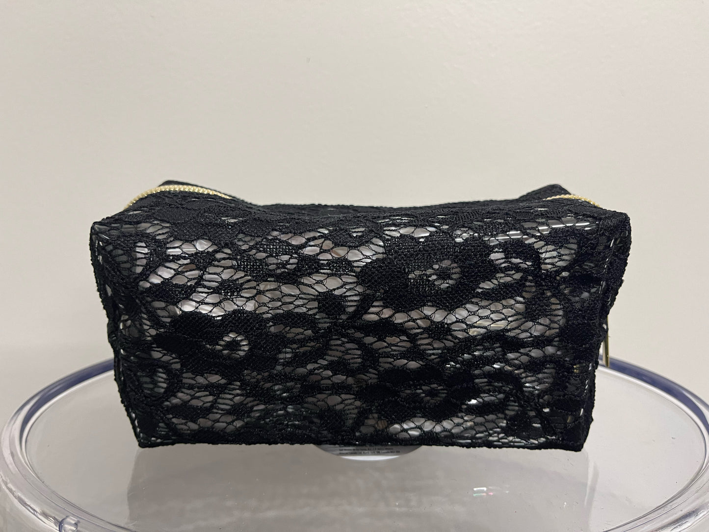 Badgley & Mischka Clear & Gold Cosmetic Bag