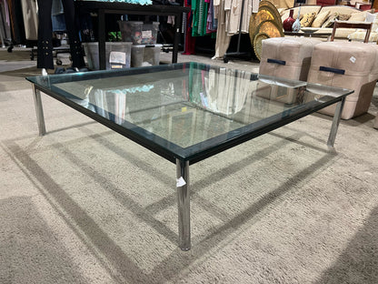 48" x 48" Artemest Glass Top & Chrome Frame "Cassina"Coffee Table