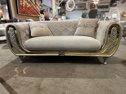 Low Custom Snakeskin Fabric Loveseat Set