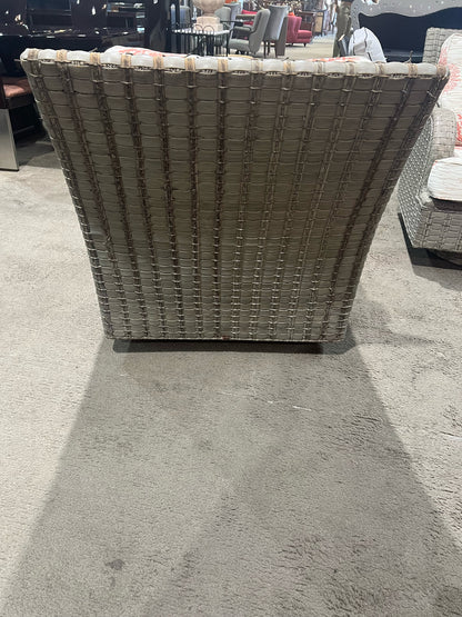 Braxton Culler Gray Wicker & Floral Fabric Outdoor Rocking Chair