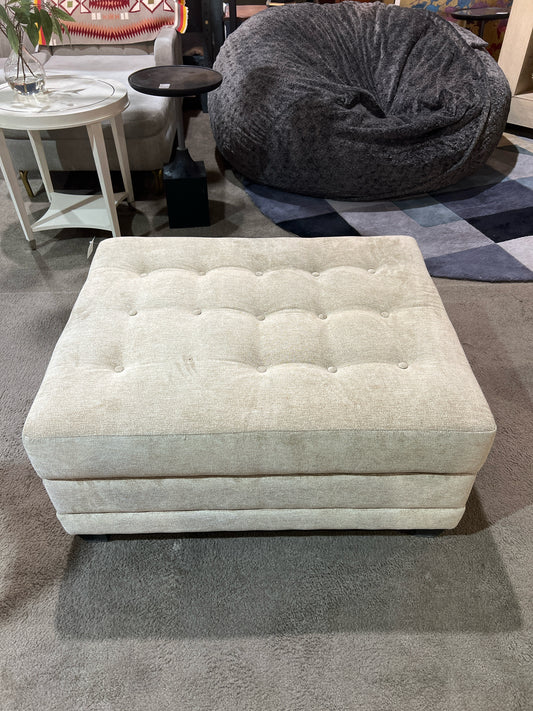 2019 Custom Made Omnia Fabric Beige Tufted Ottoman