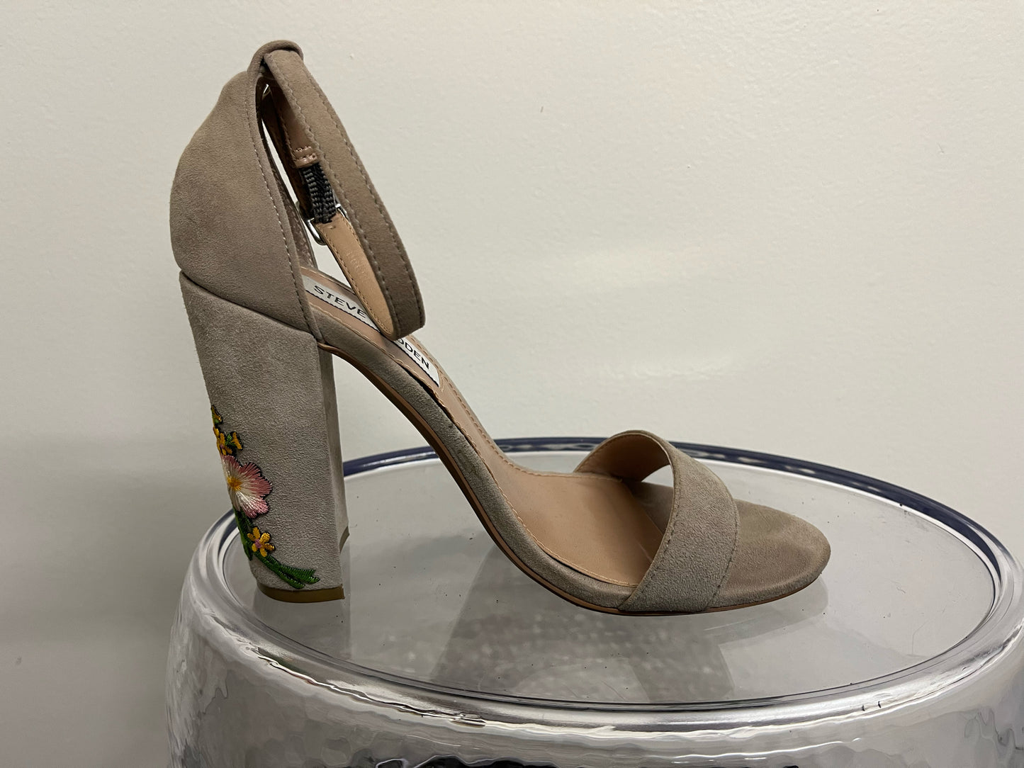 Steve Madden Taupe Floral Heel Sandals