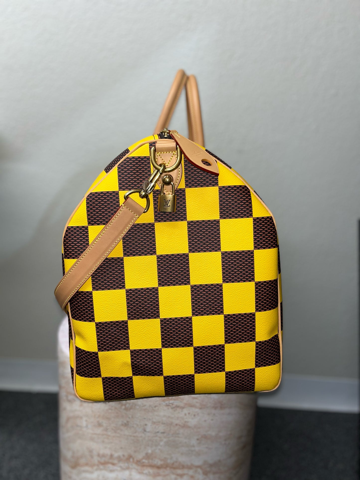 Louis Vuitton Yellow Monogram Damier Pop "Bandouliere" Duffel Bag