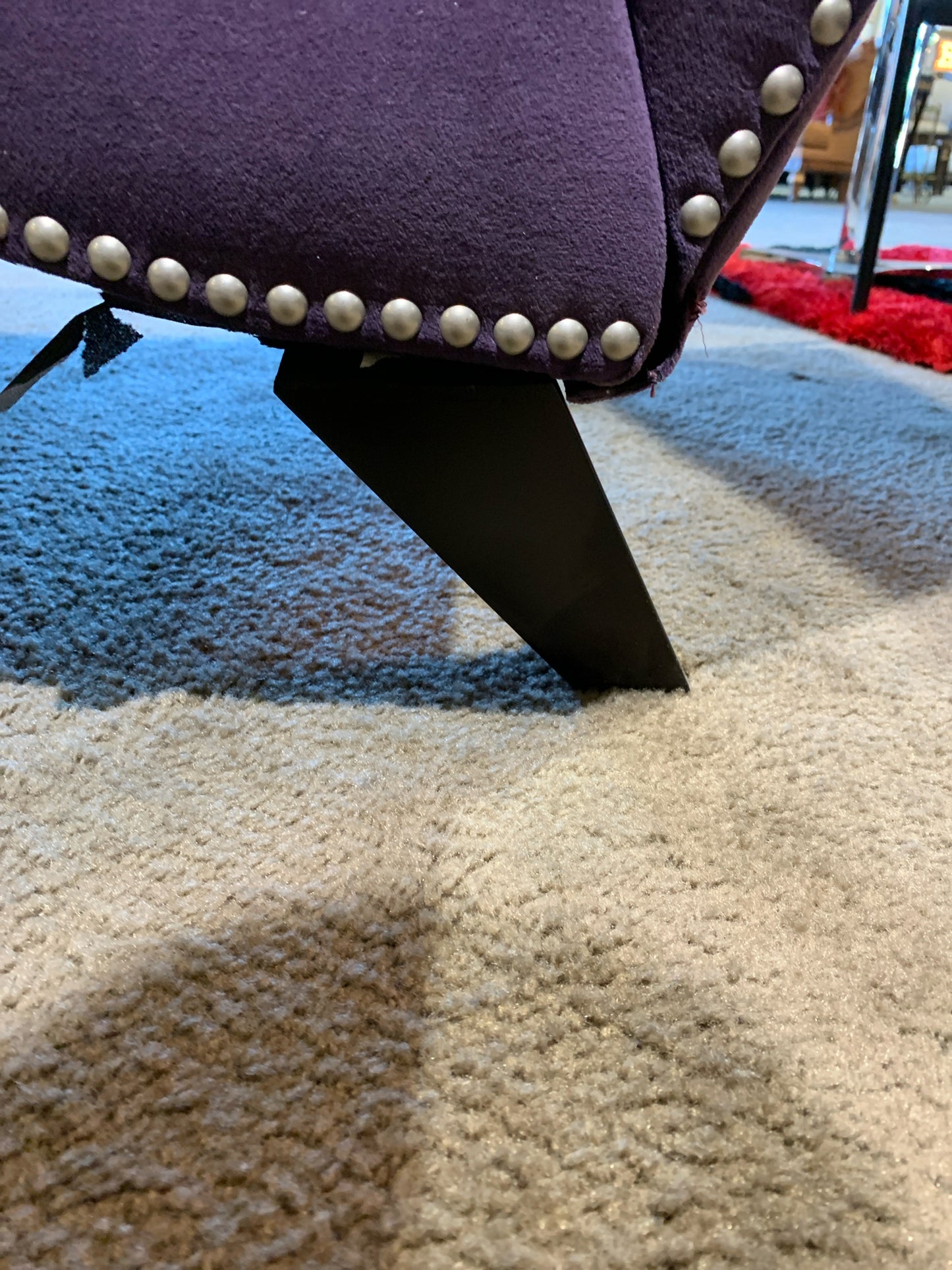 Purple Tufted Velvet Chaise w/ Nailhead Trim