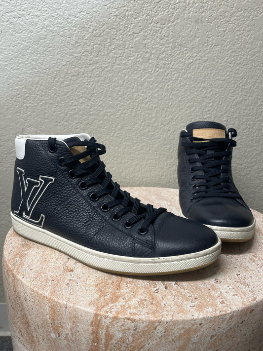 Louis Vuitton Navy High Top Sneakers